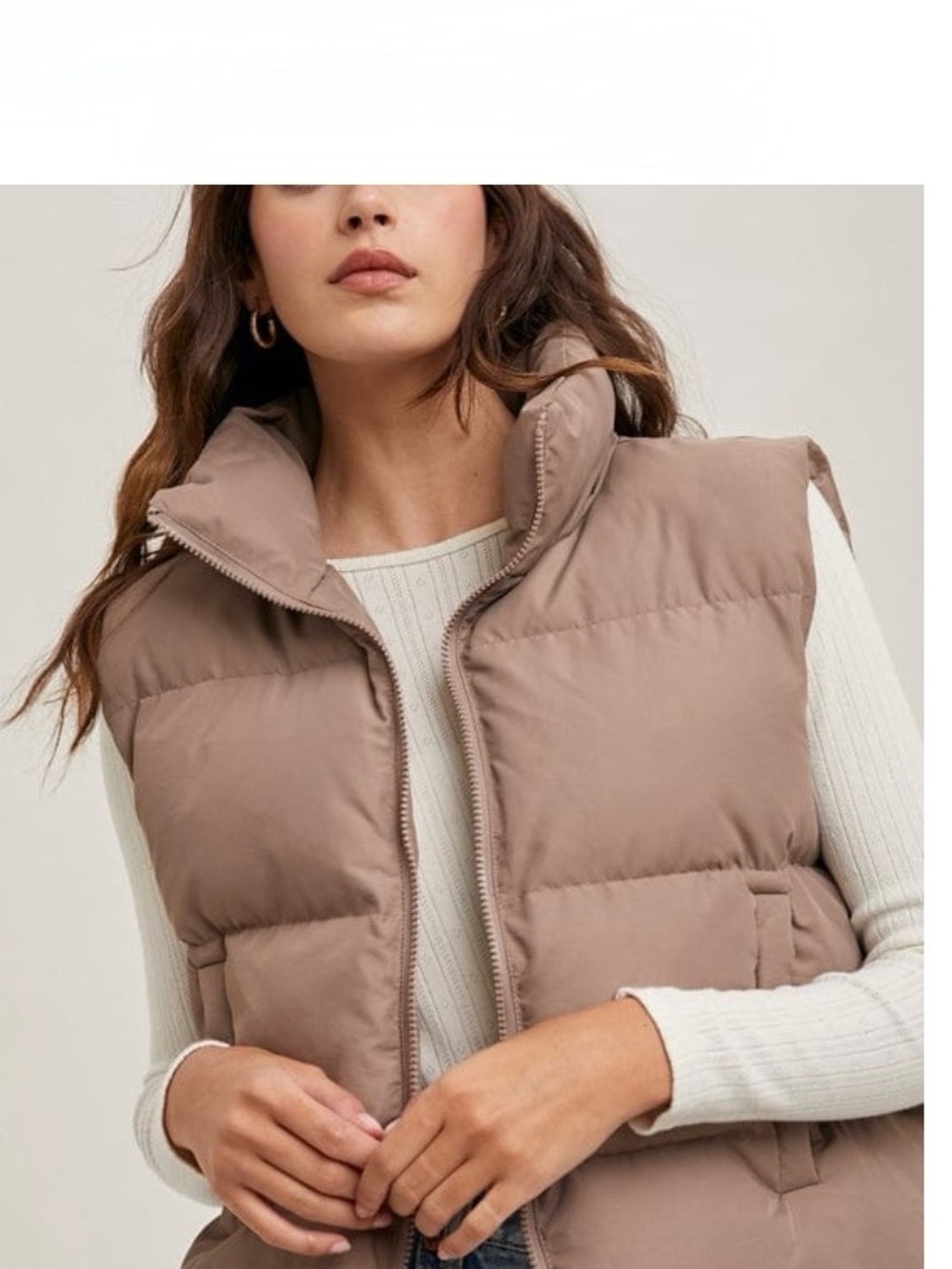Bluivy Neutral Taupe Quilted Puffer Vest - Picture 14 of 14